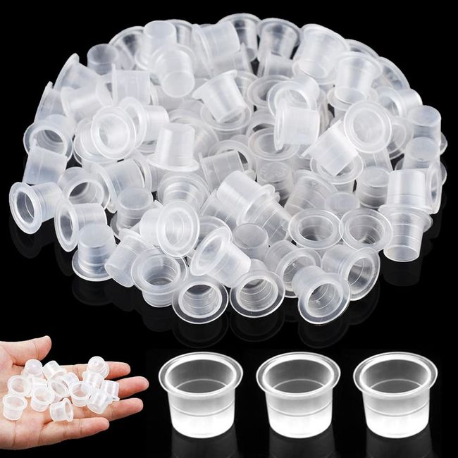 Tattoo Ink Caps - Narkysus 200Pcs Disposable Small Tattoo Ink Cups Plastic Tattoo Pigment Ink Cups Microblading Cups Permanent Makeup Container Cups for Tattoo Ink, Tattoo Needles