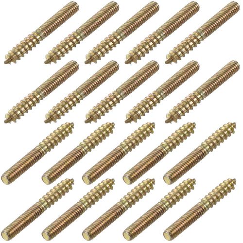 sourcing map M4 Hanger Bolts Length 1-1/8"(30mm) Double Headed Bolts Self-Tapping Screw 4mm Wood Joint Furniture Legs 20pcs
