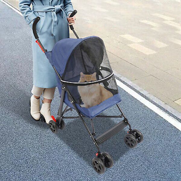 Pet Travel Stroller Foldable Pet Stroller Small & Medium-sized Dogs Cats Trolley