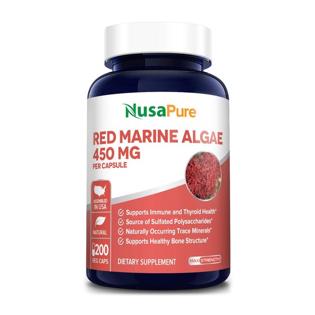 Red Marine Algae 450mg 200 Vegetarian Capsules (Non-GMO & Gluten Free)