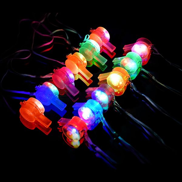 M.best 12 Pack LED Light Up Glow Whistles with Lanyard Necklace Glow in The Dark Fun Party Favors for Kids and Adults