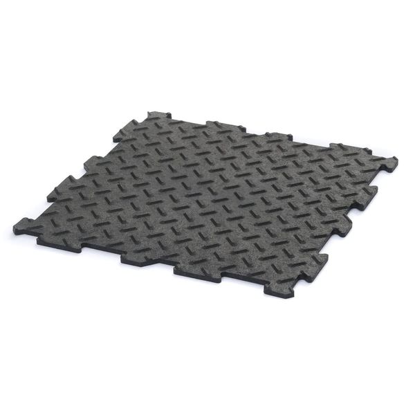 FORTENA Garagefliesen, Garagenbodenbelag, Werkstattboden aus Gummi, Puzzle Platten 30x30 cm, 10 Stück, Terrassenfliesen, Schwarz