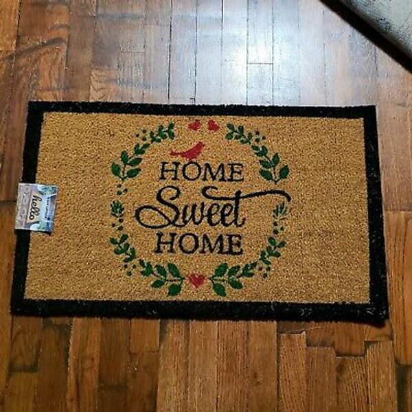 17" x 30" Natural Coco Coir Welcome Outdoor Doormat, Home Sweet Home