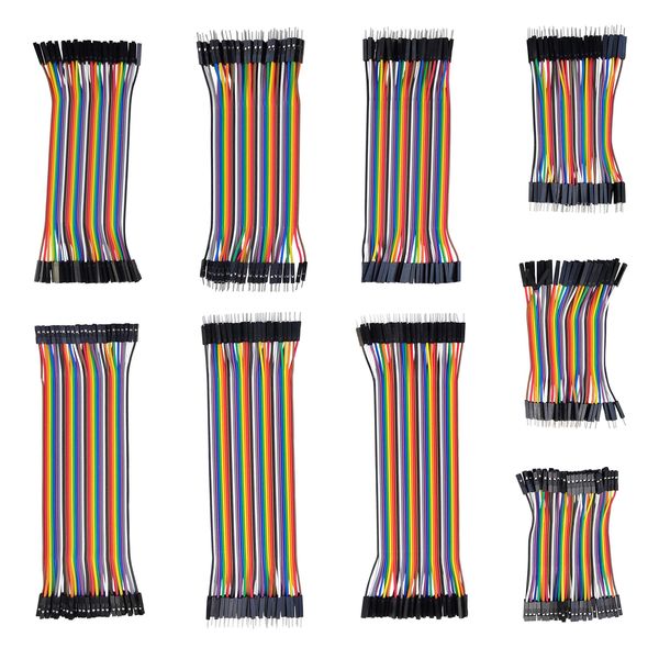 Lontenrea 9pcs Breadboard Jumper Wire Jumper Cable Jumper Wire Connection Wire 1P-1P Pitch 2.54mm (Male to Male/Male-Female/Female-Female)