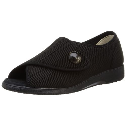 Medical Elder ME0053 Women's Bunions, Stretch Material, Cushioned, Nursing Care, Wide, 4E, Sandals, Shoes, Velcro, Easy to Put On and Take Off, With Heel, Black