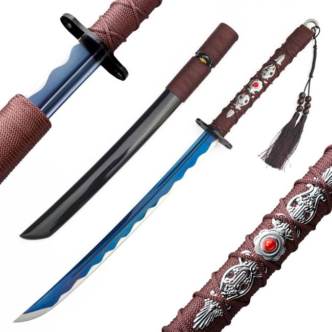 LQBJ Katana Sword,Japanese Full Tang Katana Sword Real,1095 T10 Carbon  Steel Samurai, Sword Handmade Full Sharp 36 inch Sword Katana