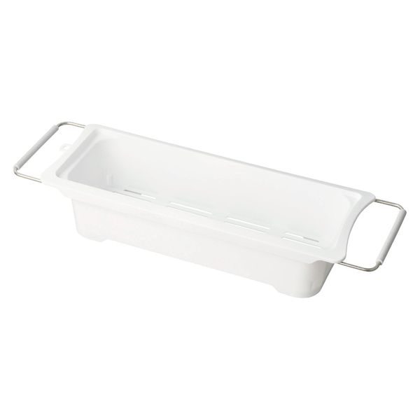 Pearl Metal Dish Drainer Basket Sink Drainer Basket Slide Type Made in Japan Plastic Blank Kitchen White (Approx.) Width 6.7 x Depth 18.3 - 24.3 x Height 4.3 inches (17 x 46.5 - 61.5 x 11 cm)