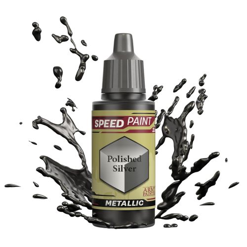The Army Painter Speedpaint Polished Silver 2.0, Single Acrylic Paint 18ml One-coat Painting Soloution For Fantasy Tabletop Miniatures Like Warhammer 40k and Dungeons And Dragons Figures