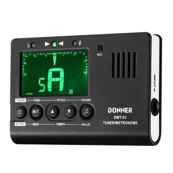 Donner Metronome Tuner for All Instruments - Guitar, Bass, Violin, Ukulele, Trumpet, Chromatic, Clarinet, Flute, 3 in 1 Digital Metronome with Tuner/Metronome/Tone Generator, DMT-01