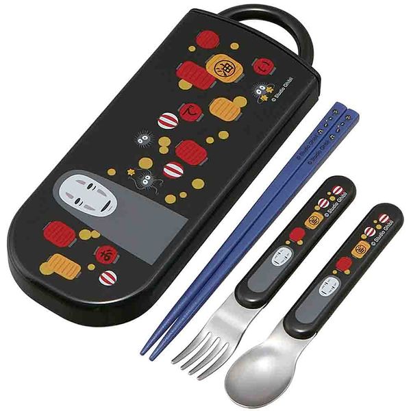 Skater TACC2AG-A Children's Antibacterial Slide Trio Set, Bento Box, Chopsticks, Spoon, Fork, My Neighbor Kaonashi, Made in Japan