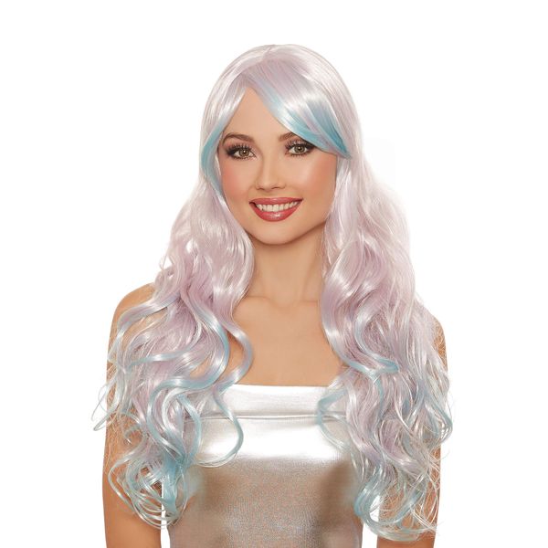 Long Wave Wig Pearl Lilac x Light Blue