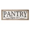 Pantry Open 24/7 White Rustic Wood Wall Sign 6x18 (White with Frame)
