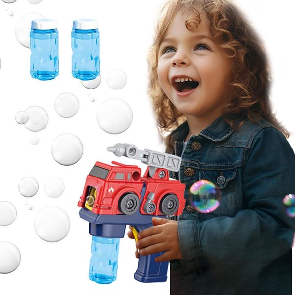 Koolbitz Fire truck Bubble Machine for Kids with 2 Bubbles Liquid for kids Bubble Blower for Bubble Blaster Party Favors, Birthday, Outdoor & indoor Bubble Maker toy