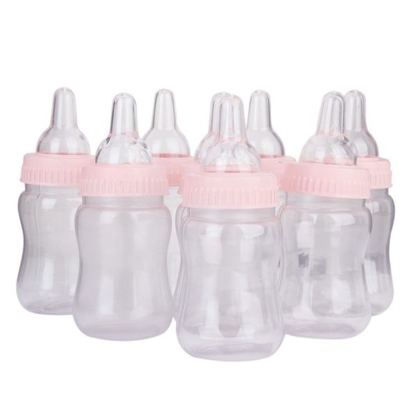 NUOLUX 12pcs Baby Bottle Favors Bottle Bank Gift Set for Showers Parties Birthday Decoration (Pink)