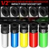 5Pcs 1/2" Drive Deep Impact Wheel Protector Lug Nut Bolt Socket Set w/Carry Case