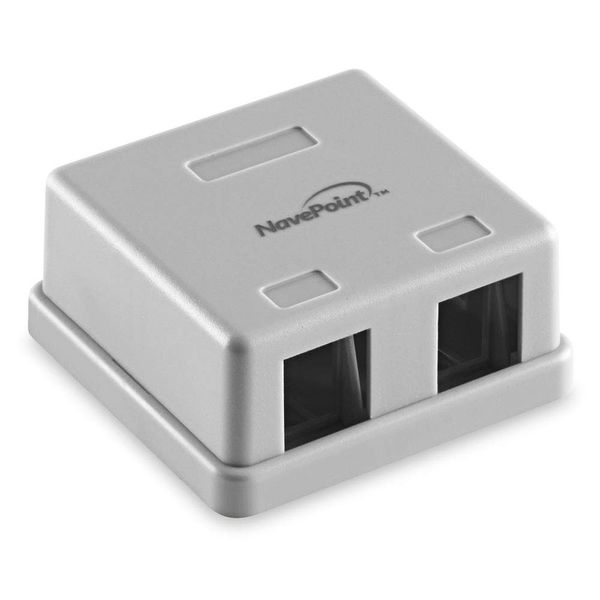 NavePoint Keystone Jack Surface-Mount Box 2-Port Gray, 10-Pack
