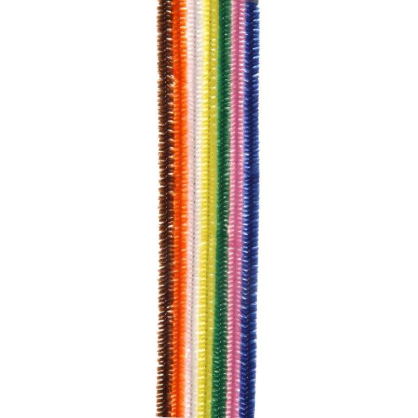 CRAFT DESINGER 10166-11 Chenille Stems AST Colors 6Mmx12In 100Pc Bx, Assorted