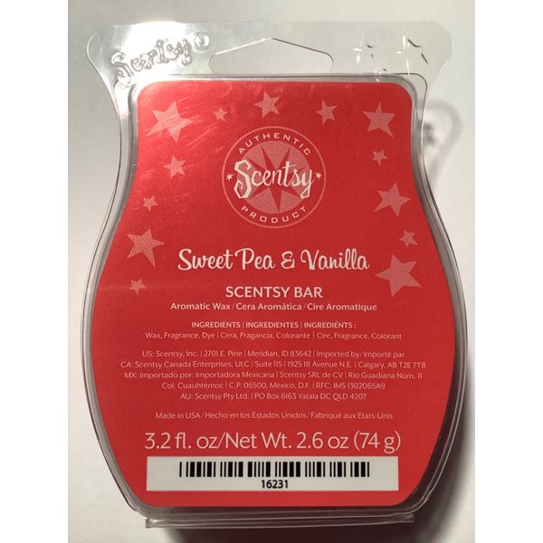 Scentsy Sweet Pea & Vanilla Wax Bar Fragrance Melt 3.2 fl oz Rare NIB