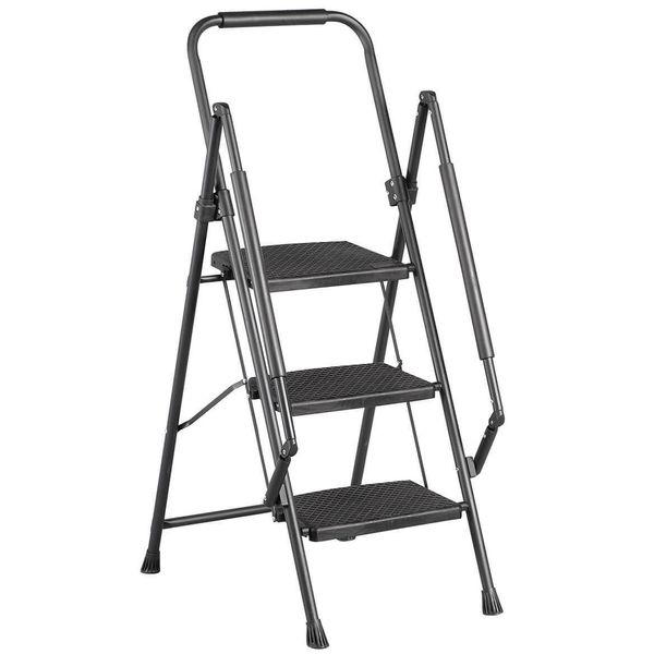 LivingSURETM 3 Step Ladder with Padded Handrails XL, Three Tier