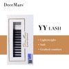 DeceMars YY Shape Black Brown Eyelashes Extensions Two Tip Lashes C/D Curl (15mm, Black-D-0.07)