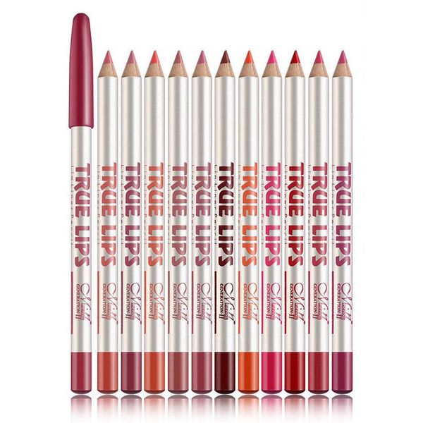 12 Colore Matita Labbra Trucco Impermeabile Matita Rossetto Duraturi Lip Liner con coperchi