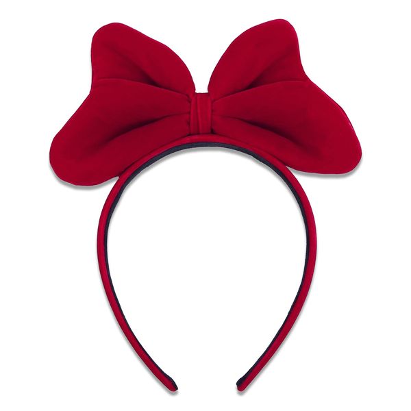 Huachi Red Bow Christmas Headbands for Women Girls, Cute Velvet Big Bow Headband Halloween Cosplay Costume Christmas Hair Accessories Festivals Headdress Headpiece Adults Party Decoration, Red