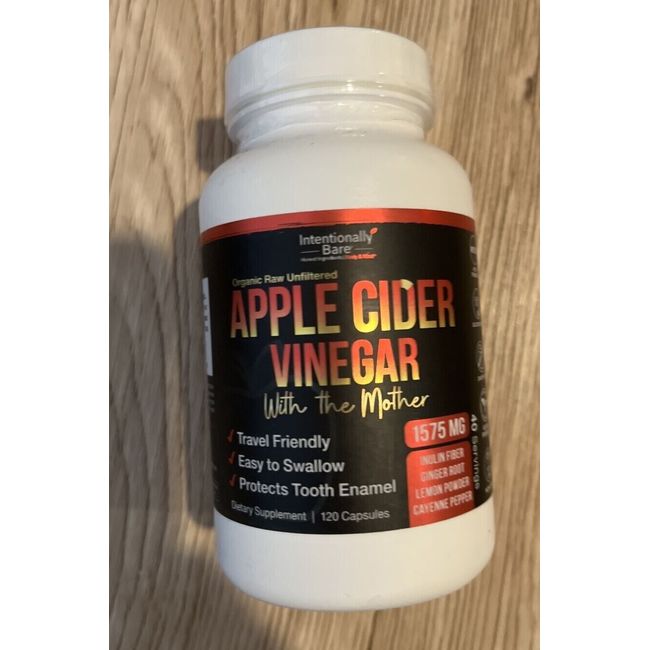 Organic Apple Cider Vinegar Capsules w The Mother 120 Caps-3 per serv EXP 10/25