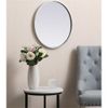 Pemberly Row 21" Round Mid-Century Metal Frame Mirror in Silver