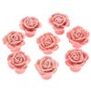Knobs for Chest of Drawers Closet Cabinet Cupboard Pull Handle Door Knobs Pink Modern Ceramic Rose Flower 8Pcs