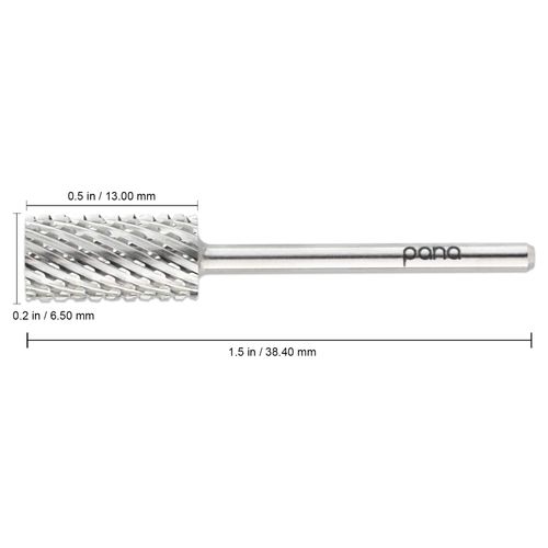 PANA Professional 3/32" Shank Size - Flat Top Large Barrel Silver Carbide Bit 2X Coarse Grit - Nail Drill Bit for Dremel Machine