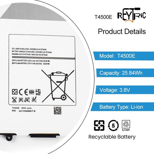REYTRIC T4500E Battery Compatible with Galaxy Tab 3 10.1 GT-P5210 P5200 P5220 P5213 Series Tablet T4500C T4500U with Tools 3.8V 6800mAh