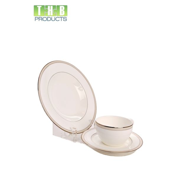 Clear Acrylic 3 Piece China Dinnerware Place Setting Display Stand (Item #693)