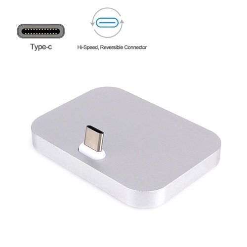 Yeebline Type C Charger Dock, [Aluminum Alloy] USB Type-C Charger Stand Cradle Charging Station Compatible with iPhone 15 Series, Nexus 6P/5X, OnePlus 3T/3/2 and Other USB-C Devices (Silver Aluminum)