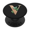 gold plants noble letter V initial letter V PopSockets Swappable PopGrip