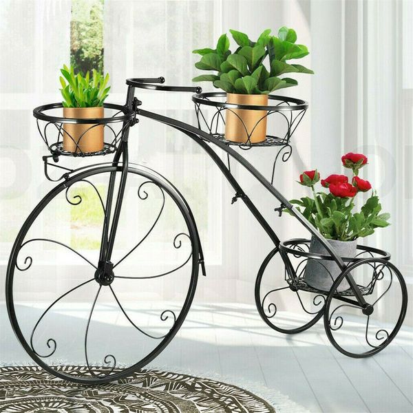 Tricycle Plant Stand Parisian Style Flower Pot Cart Holder for Home Garden Patio