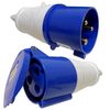32 Amp 3 Pin 1 Phase 230V Plug and Coupler Set - Blue IP44 32A