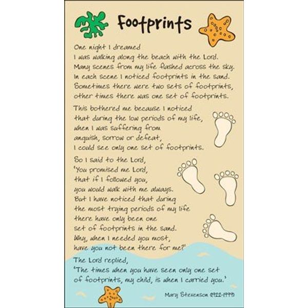 Christian Gift Footprints Prayer Card