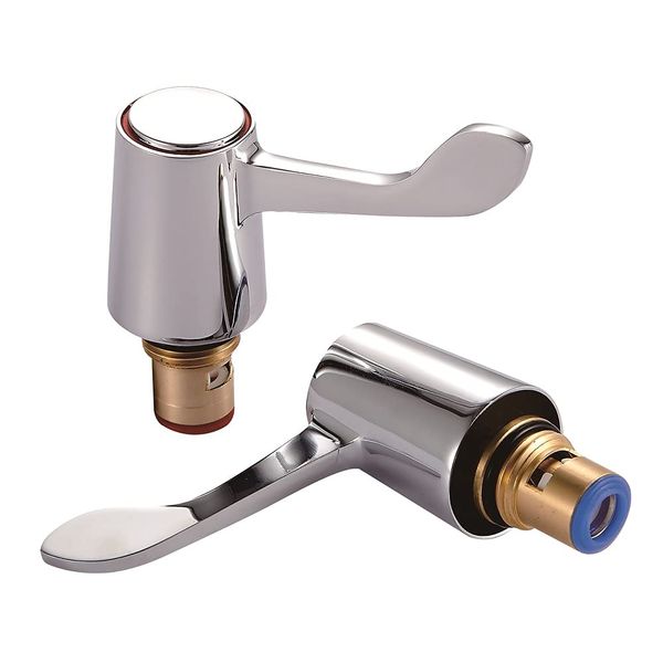 KINGBATH™ Tap Revivers Kit 1/2” Lever Head Basin Sink Taps Mixers Bidet Handles Quarter Turn Valves Cartridges (Hot/Red & Cold/Blue Indicator) Replacement(2 Pack/Pair)