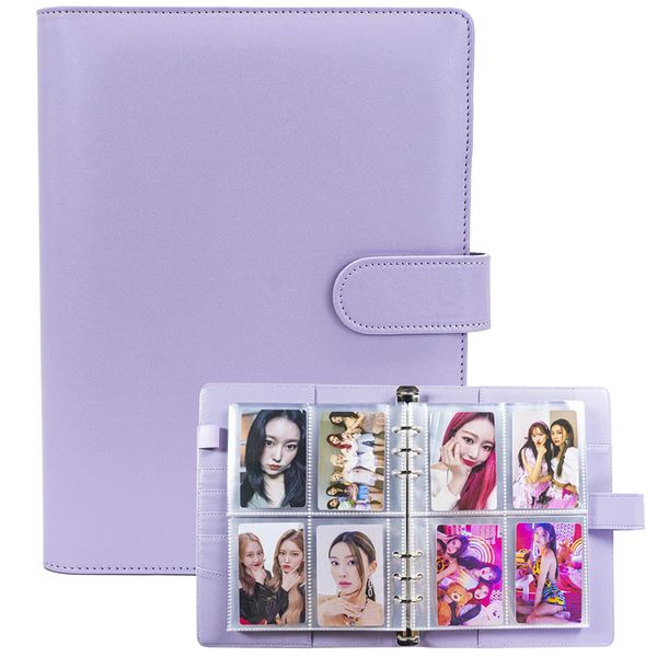 A5 Kpop Photocard Binder with 30 Pack 4-Pocket Card Pages, 6 Ring A5 Binder Card Collector Album with 240 Card Slots,PU Leather Binder Cover with Magnetic Buckle Closure for Organizing Trading Card