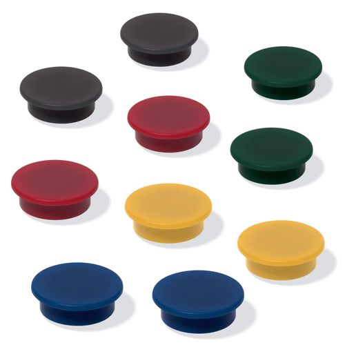 SIGEL MU197 Magnets for WhiteBoards / magnetic Boards / fridge, Ø 2.5 cm, Black/Red/Yellow/Green/Blue, 10 Pieces
