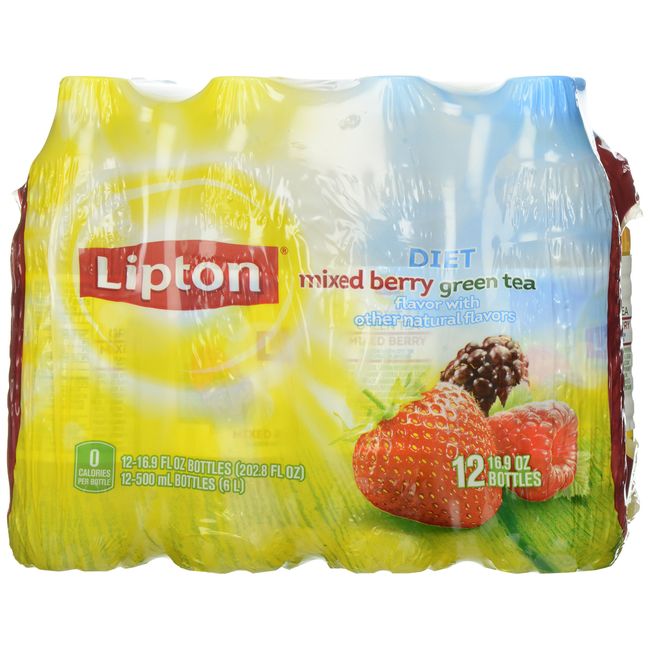 Lipton Diet Green Tea Mixed Berry 16.9 Fl Oz 12 Count Bottle