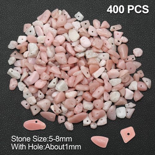 400 Pcs Chip Stone Beads for Jewellery Making, Rose Quartz Crystal Chips Irregular 5-8 mm, Crystal Chip Stone Beads for Bracelet Making DIY Crafting