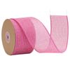 G2PLUS Pink Jute Wired Burlap Ribbon, 10m x 6.4cm, Rustic Wedding Decoration