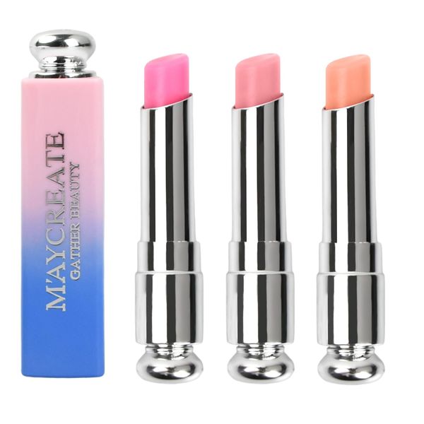 3 Pcs Magischer Lippenstift Farbwechsel, Lippen Feuchtigkeitscreme Lippenbalsam Set, Magischer Temperaturwechsel Lipgloss Anhaltende Lippenfeuchtigkeit für Frauen Mädchen