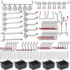 114 pcs Pegboard Hooks Assortment with Metal Hooks Sets, Pegboard Bins, Peg Locks for Organizing Storage System Tools
