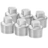 ChillWaves 304 Stainless Steel Pipe Fitting, Outer Square Head Socket Pipe Plug Fitting，1/4" NPT Male，Thread Adapter(6-PACK)