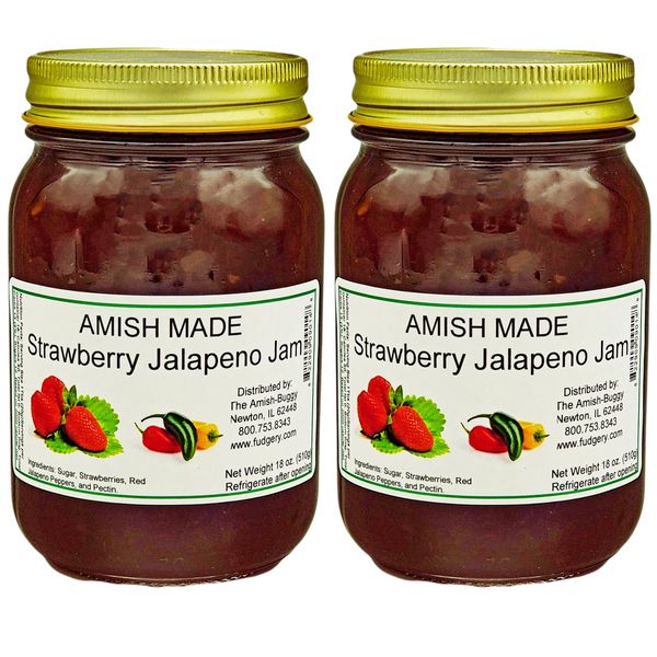 Amish Strawberry Jalapeno Jam - Two 18 Oz Jars