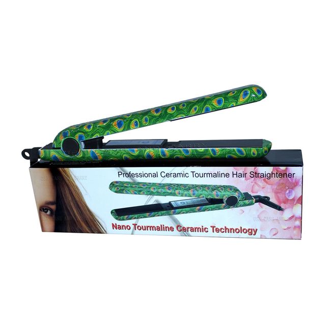 Peacock Print Ceramic Hair Straightener Professional Immediate Heat Up Iron