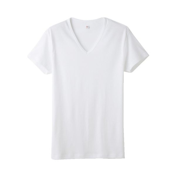 Gunze YV0015N Men's Inner Shirt, 100% Cotton, V-Neck, Short Sleeve, (New) White