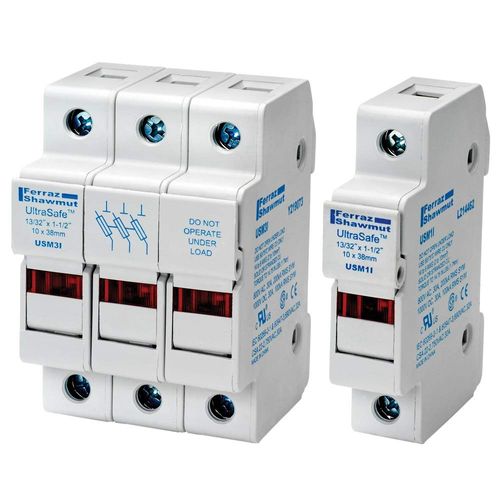 Mersen USM3I UltraSafe Indicating Midget Fuse Holder, 3 Ampere, 3 Pole